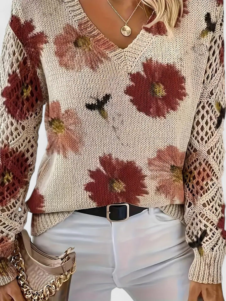 Aurélie | Eleganter Pullover mit Blumenmuster