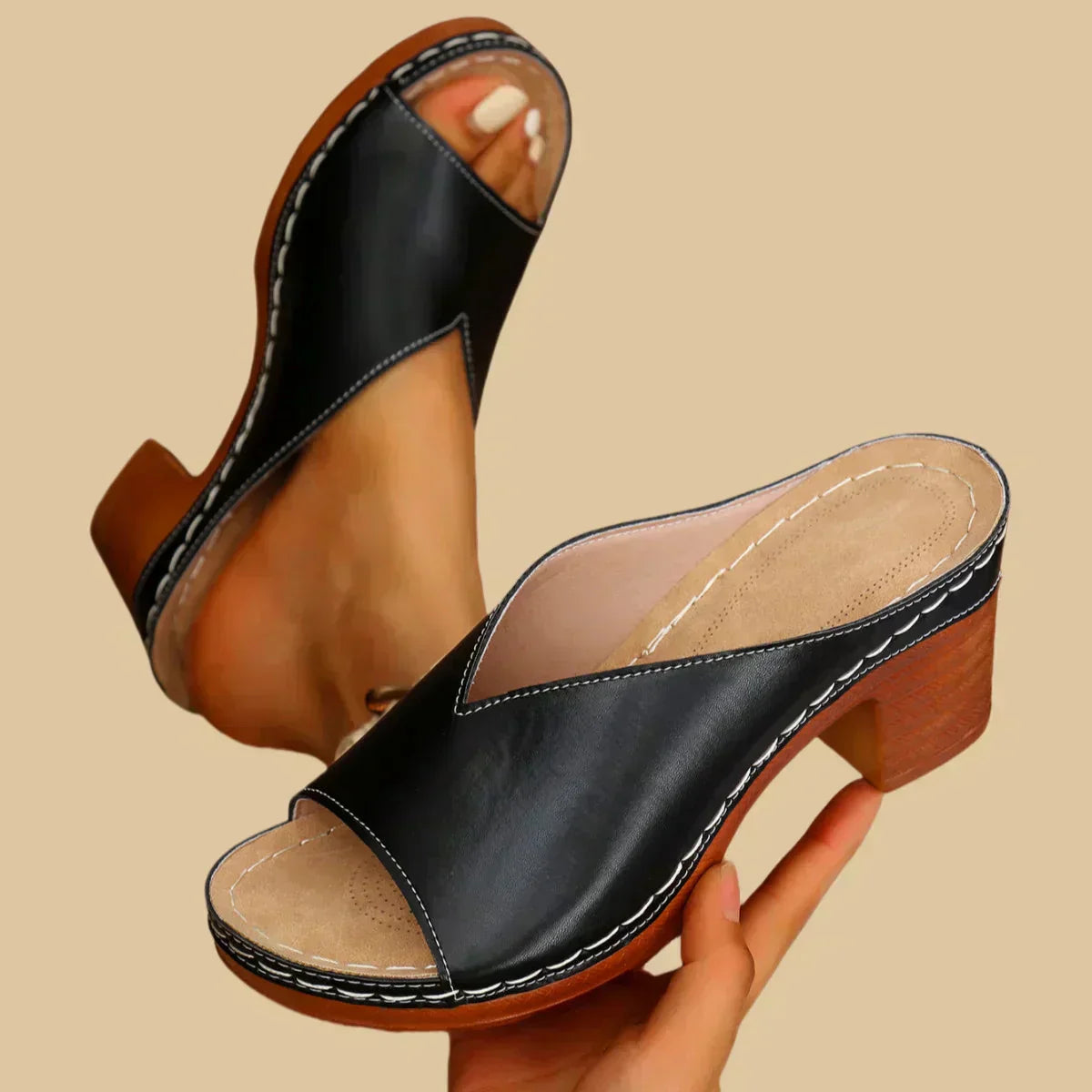 GABRIELLA | Orthopädische Sandalen mit Breitem Absatz Elegant und Komfortabel für Jeden Tag