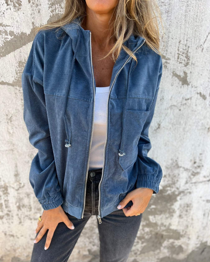 Ella™ | Cordjacke mit Kapuze und Reißverschluss