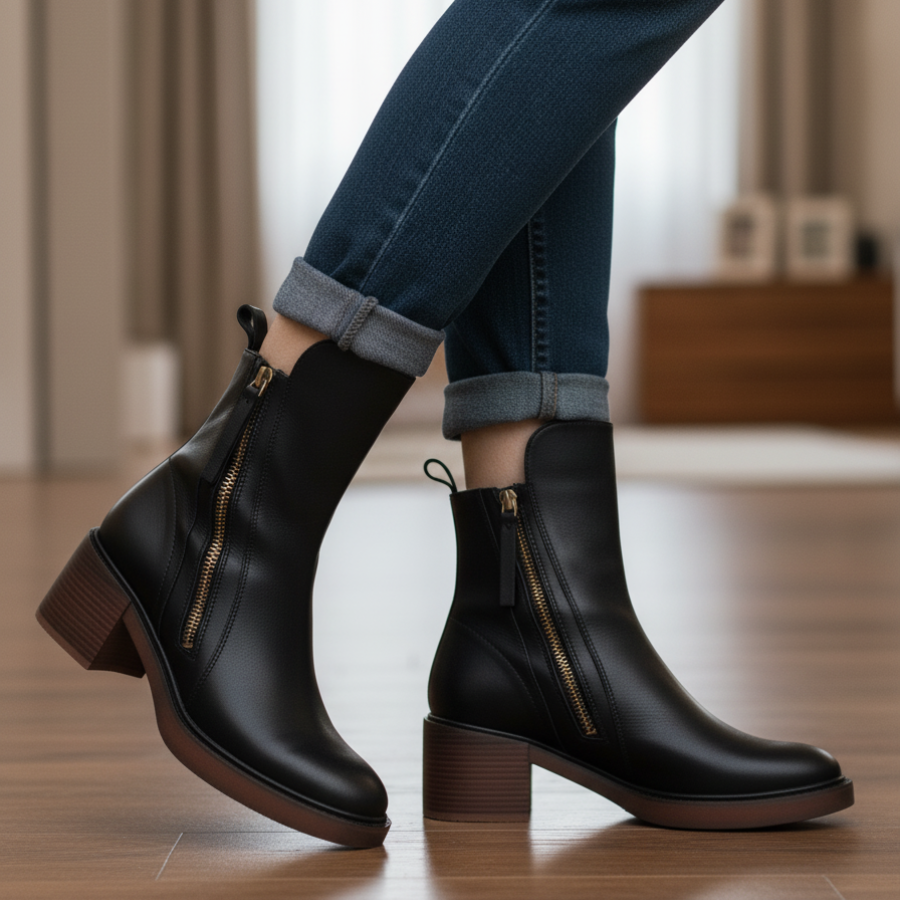VALORINE™ | Schwarze Stiefel mit Absatz für Komfort und Stil