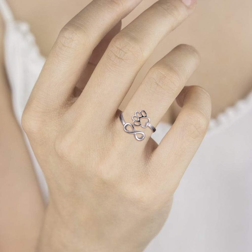 Handgefertigter Ring mit Pfote und Herz