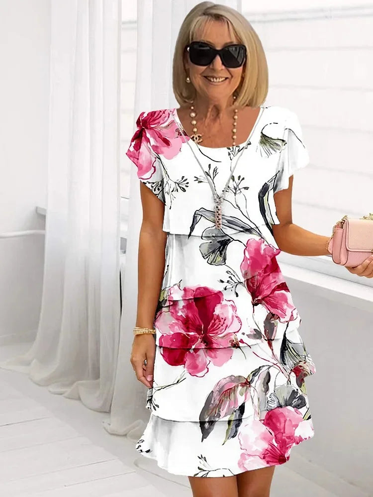 Perenelle - Geschichtete Blumenkleid