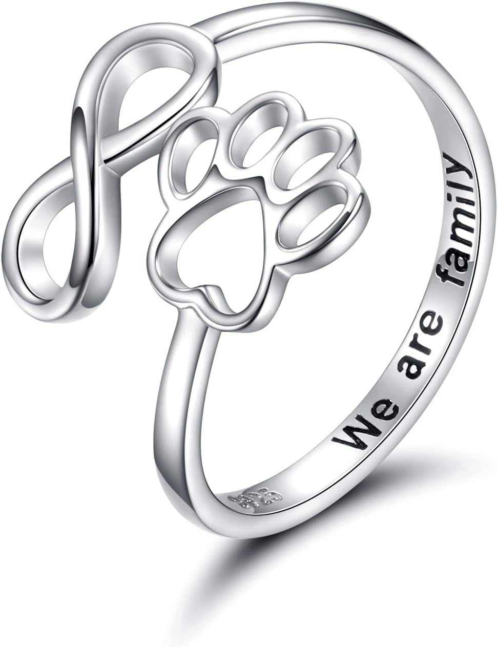 Handgefertigter Ring mit Pfote und Herz