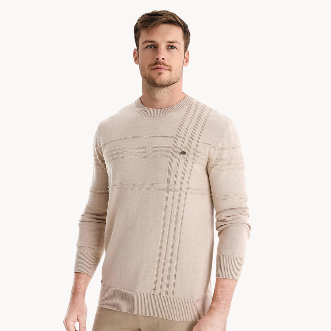 Bryson | Baumwoll-Herrenpullover mit Streifenmuster