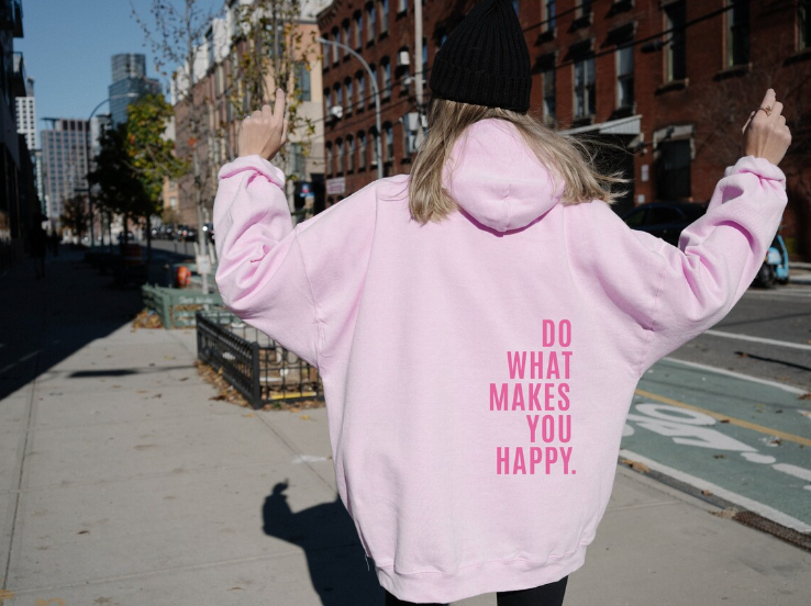 Mach, was dich glücklich macht - Letterprint - Freizeit Hoodie mit Kapuze