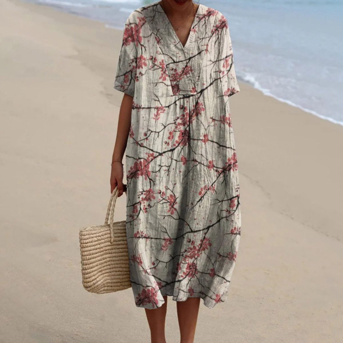 Sienna™ | Bloemige Relaxed Midi Jurk