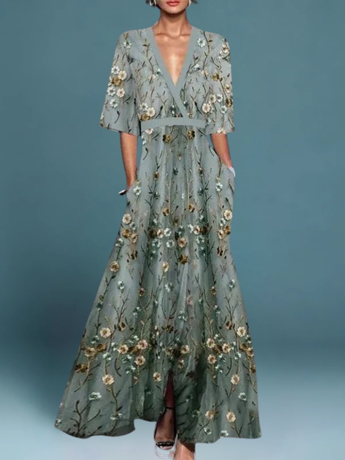 FLORENZ | Lange Blumenrobe Chic und Raffiniert