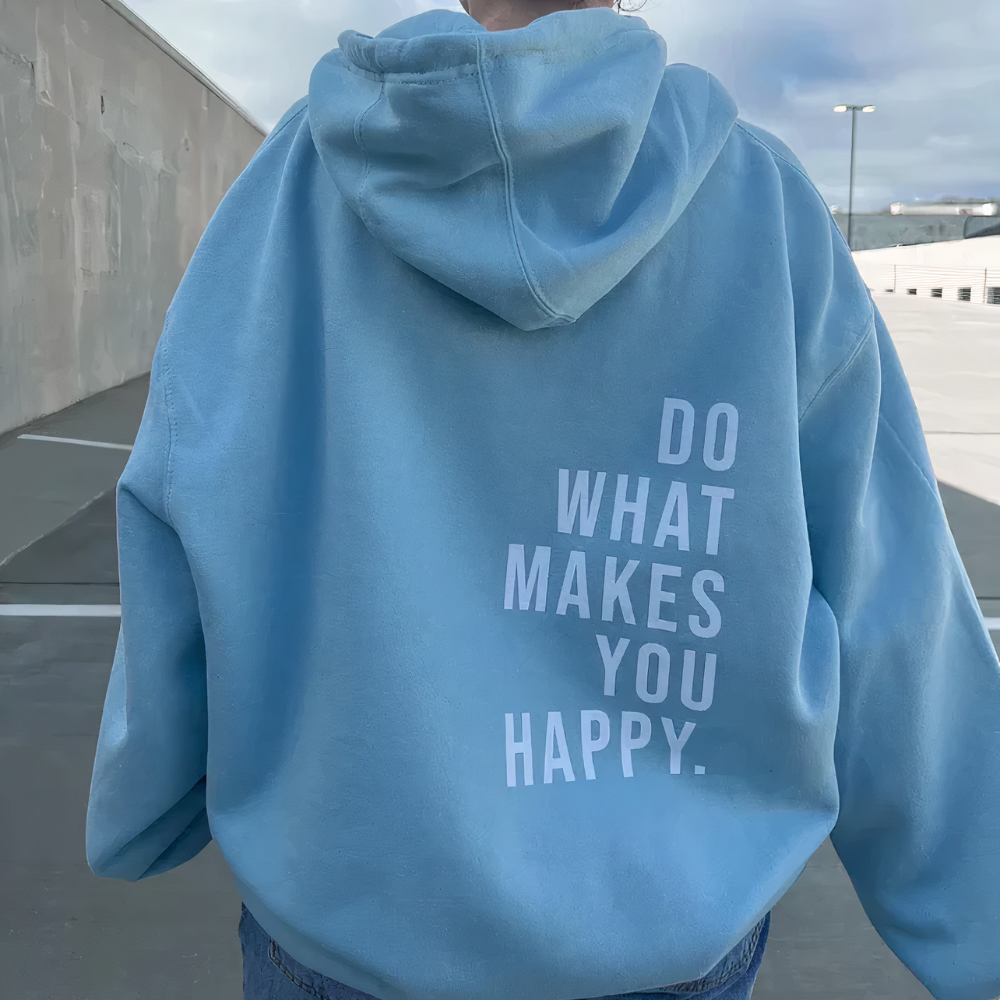 Mach, was dich glücklich macht - Letterprint - Freizeit Hoodie mit Kapuze