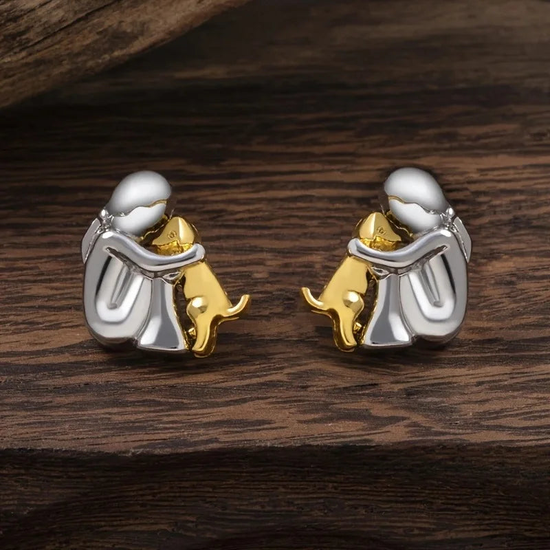 Bicolor Hugg Ohrstecker in Silber und Gold