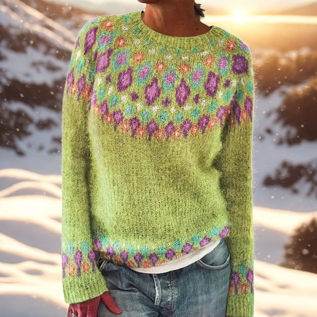 Matilda – Bequemer gestrickter Pullover mit Fair Isle Detail
