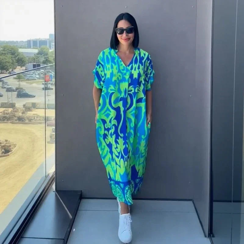 Vestido Oceania™ aus Viskose mit Weitem Schnitt und Tropischem Druck