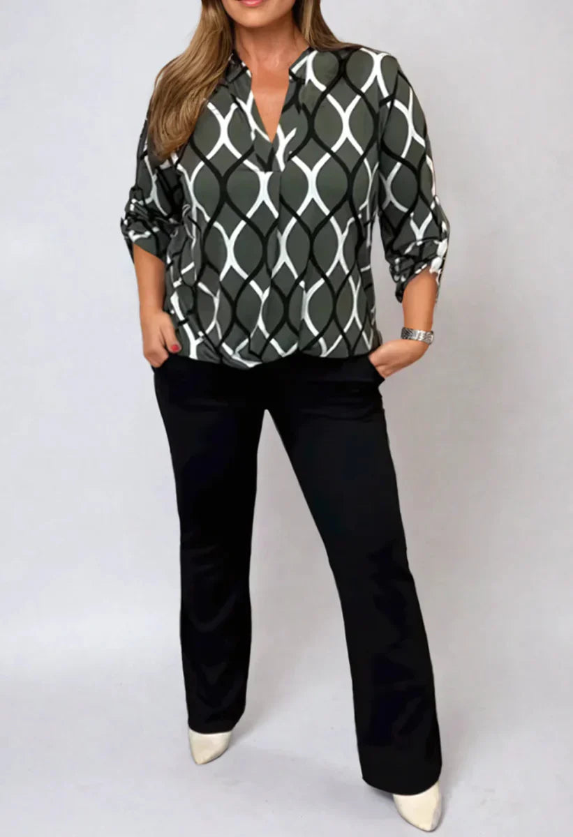 Jannita™ | Legere Bluse mit langen Ärmeln und elegantem Muster