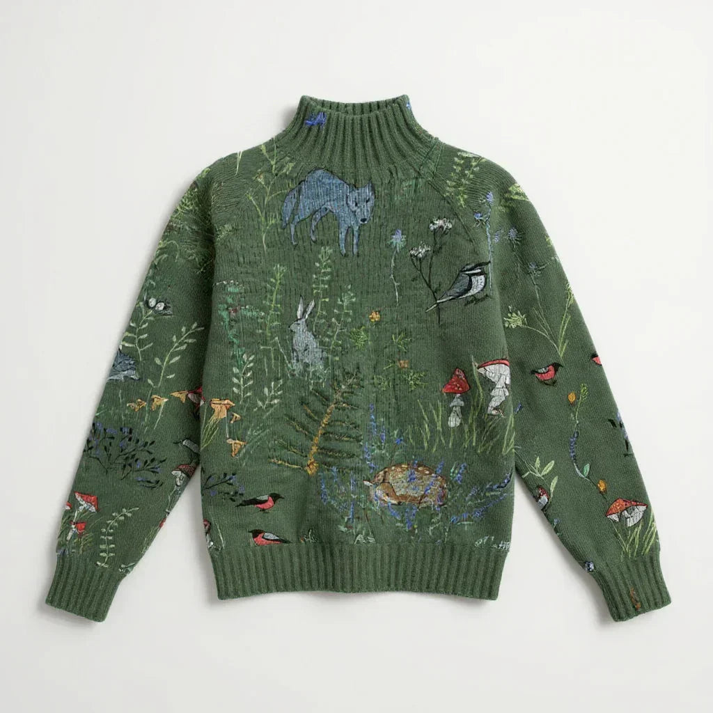 Hana | Mein Strickpullover mit von Wäldern inspiriertem Print