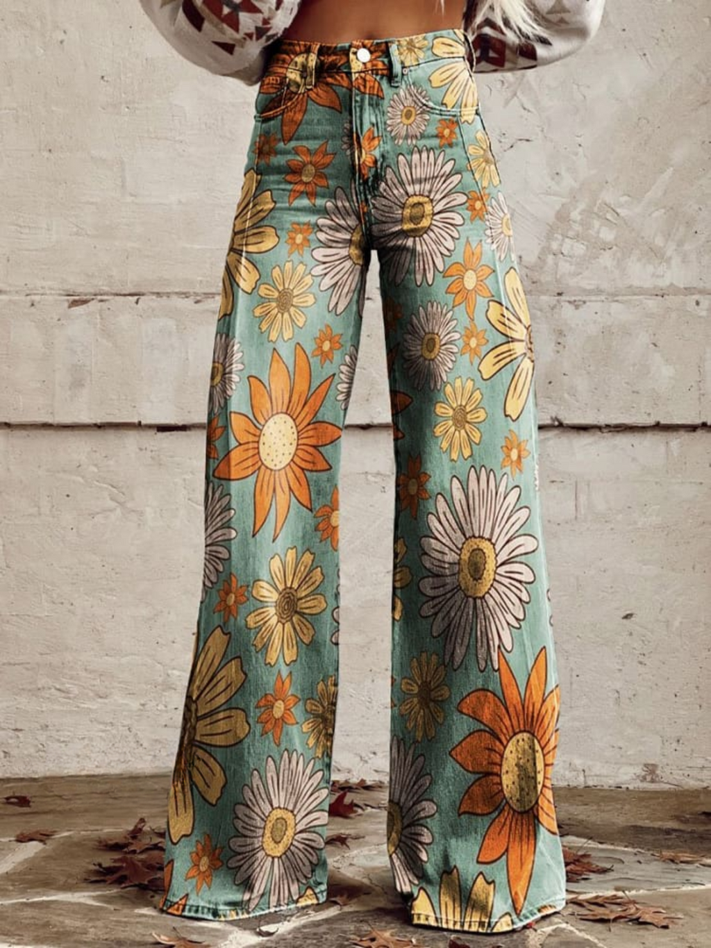 CIRILLA | Vintage Blumenmuster Palazzo Hose