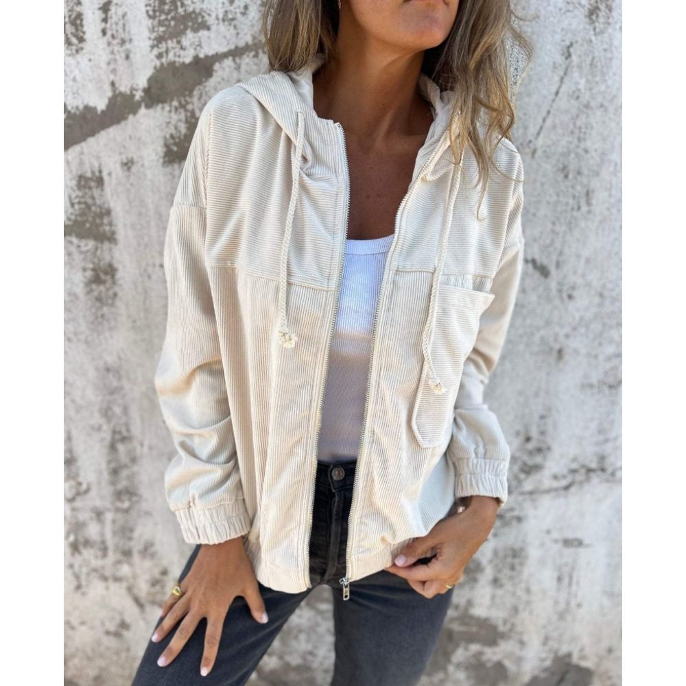Ella™ | Cordjacke mit Kapuze und Reißverschluss