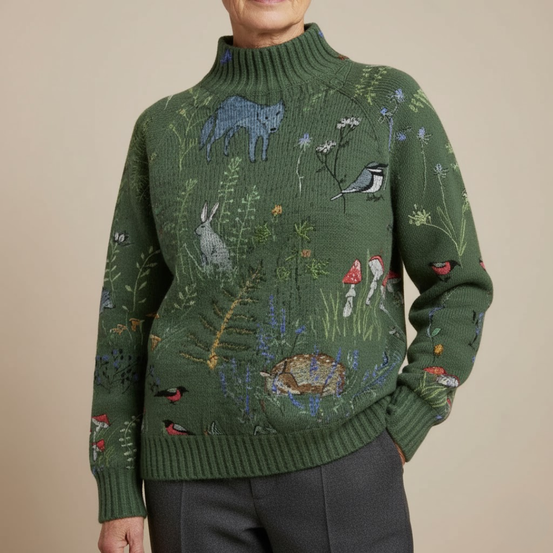 Hana | Mein Strickpullover mit von Wäldern inspiriertem Print