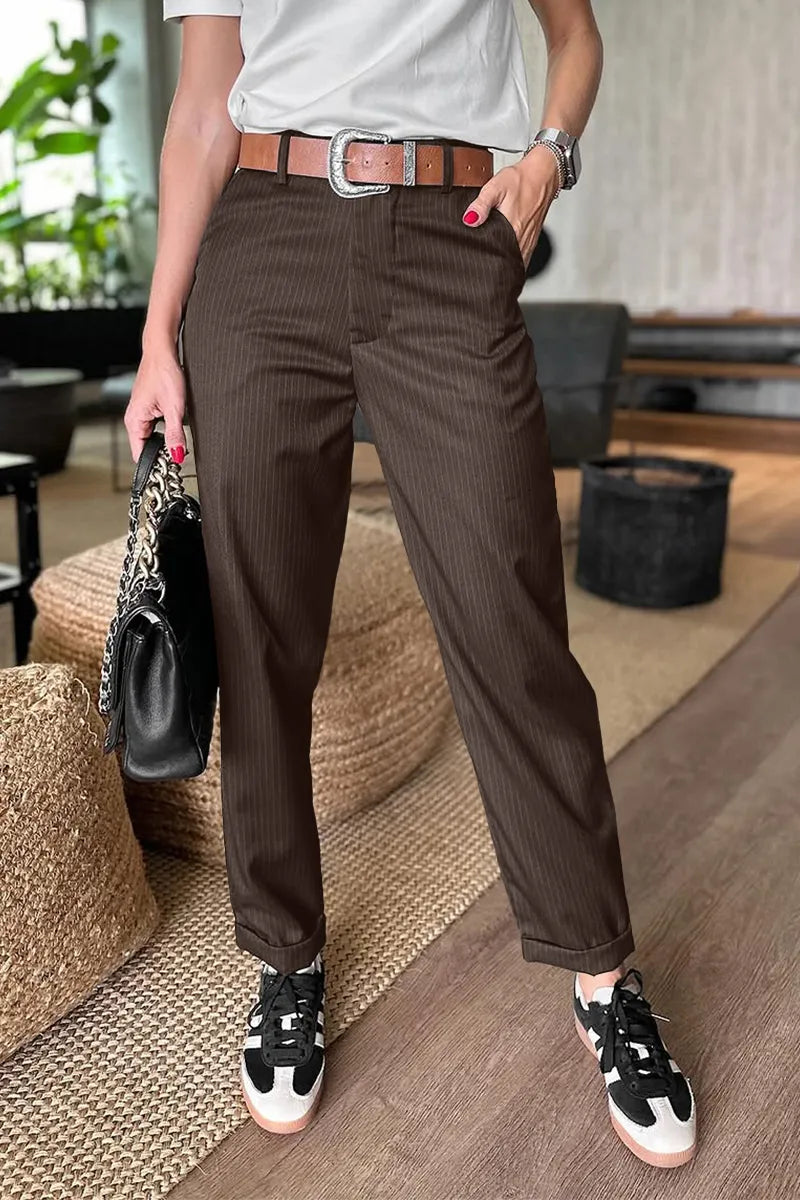 MATHILDA | ELEGANTE, FIGURBETONENDE HOSE MIT STREIFEN