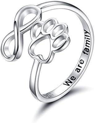 Handgefertigter Ring mit Pfote und Herz