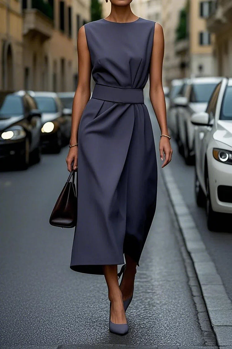 Vrouwen Elegante Effen Kleur Taille Jurk