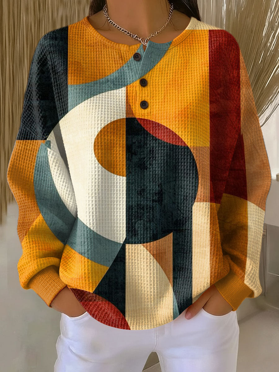 Lærke | Waffelpullover mit geometrischem Muster