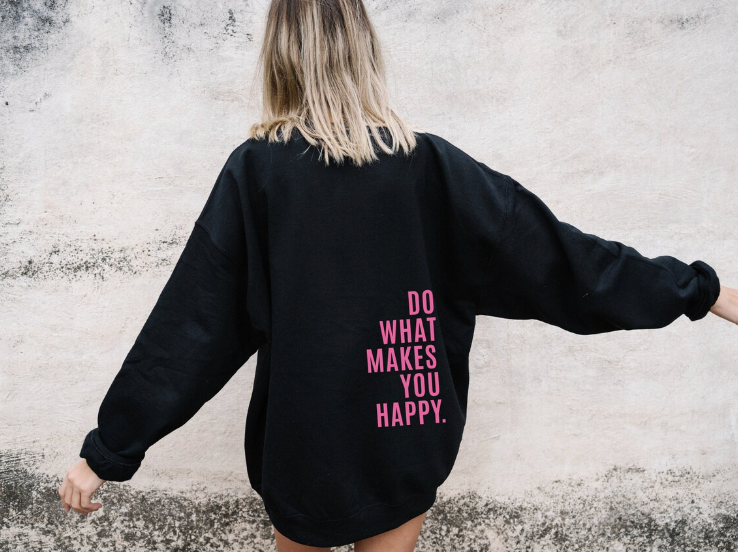 Mach, was dich glücklich macht - Letterprint - Freizeit Hoodie mit Kapuze