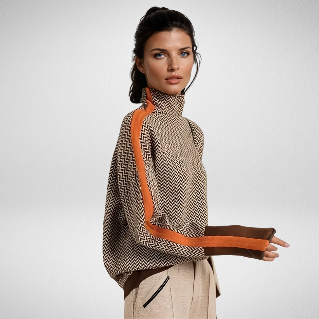 Clémence - Hochgeschlossene Pullover mit kontrastierenden Streifen