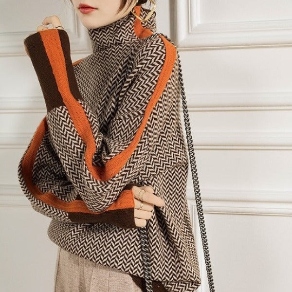 Clémence - Hochgeschlossene Pullover mit kontrastierenden Streifen