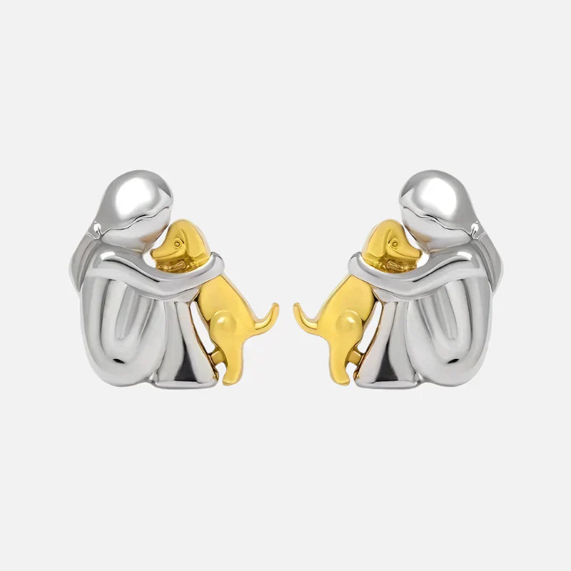 Bicolor Hugg Ohrstecker in Silber und Gold
