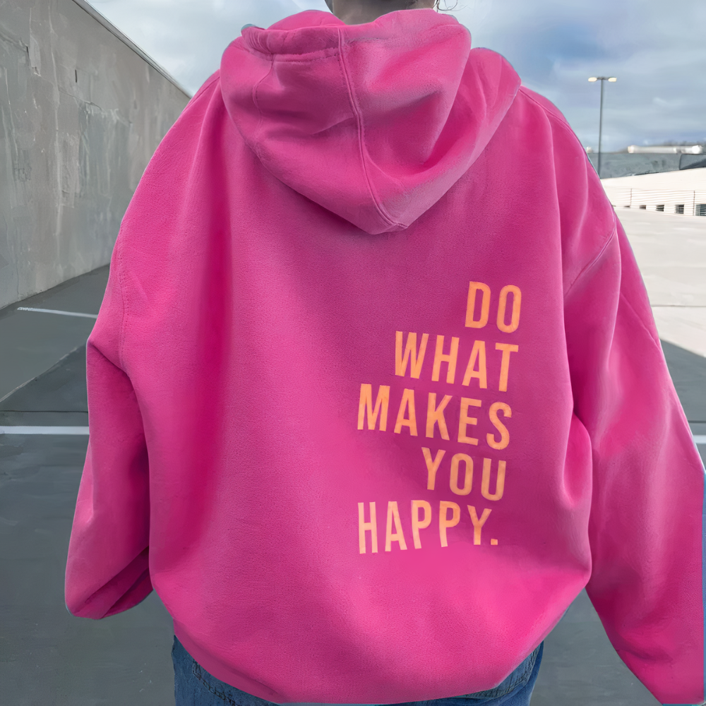 Mach, was dich glücklich macht - Letterprint - Freizeit Hoodie mit Kapuze