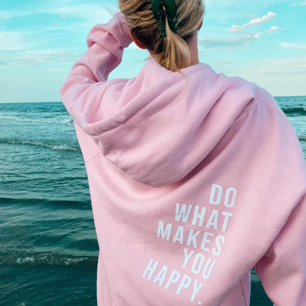Mach, was dich glücklich macht - Letterprint - Freizeit Hoodie mit Kapuze