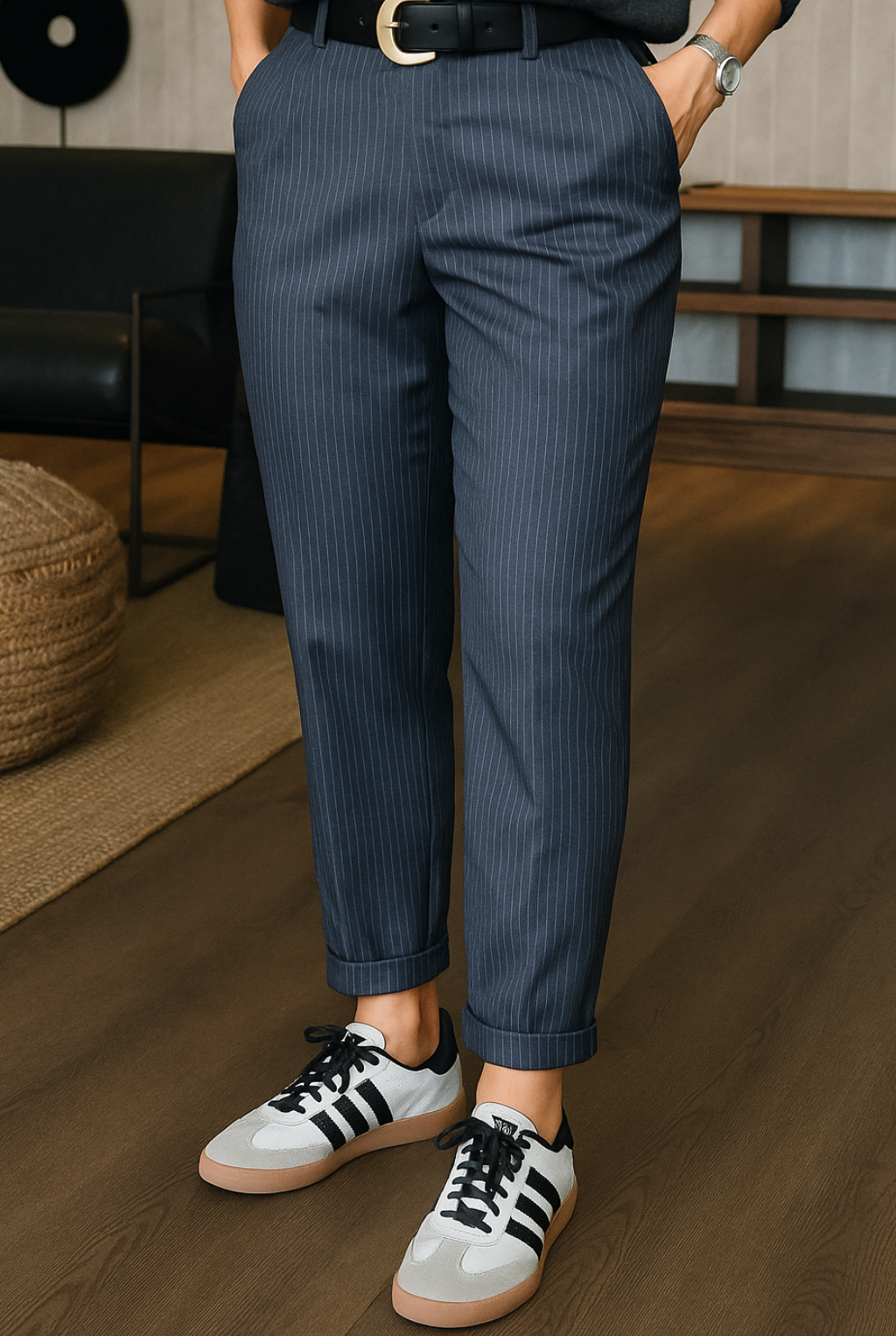 MATHILDA | ELEGANTE, FIGURBETONENDE HOSE MIT STREIFEN