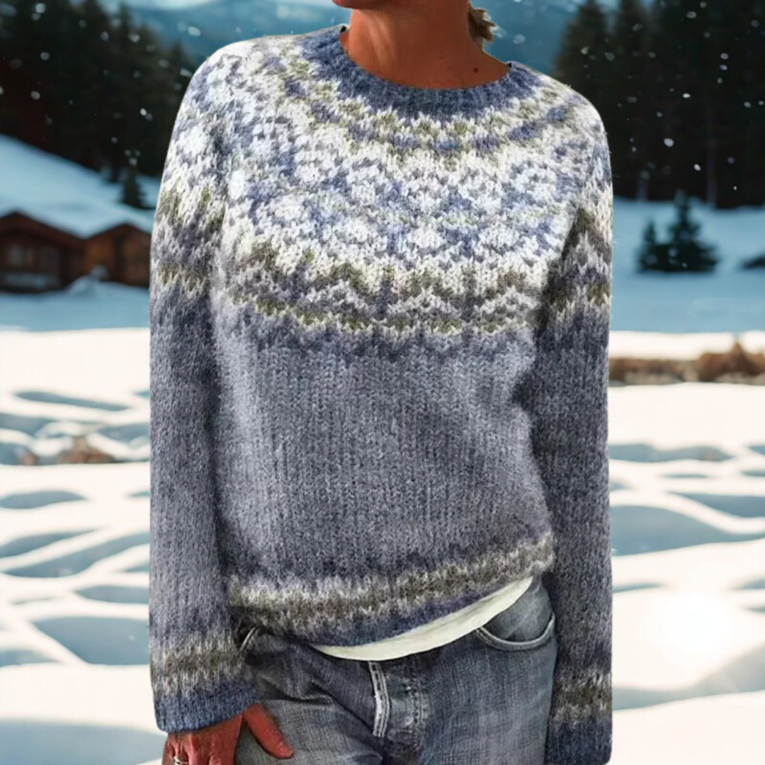 Genevieve – Warmer Pullover mit traditionellem, gewebtem Muster auf den Schultern