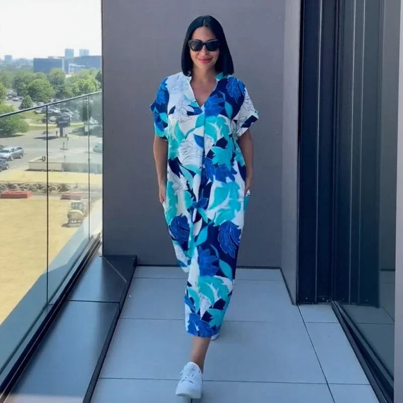 Vestido Oceania™ aus Viskose mit Weitem Schnitt und Tropischem Druck