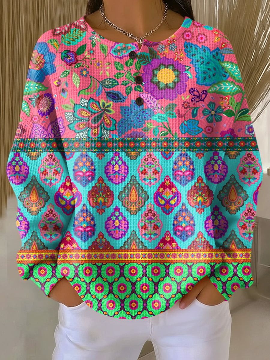 Signe | Pullover mit Ethnischen Blumenstreifen