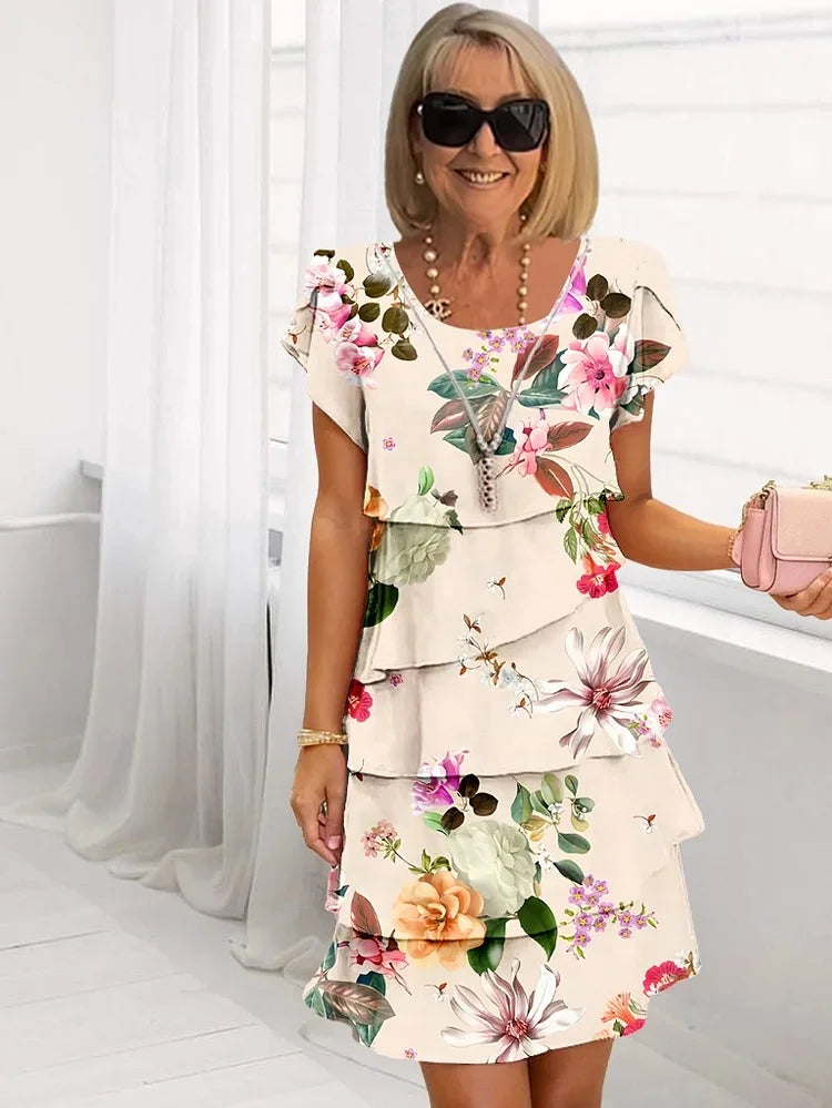 Perenelle - Geschichtete Blumenkleid