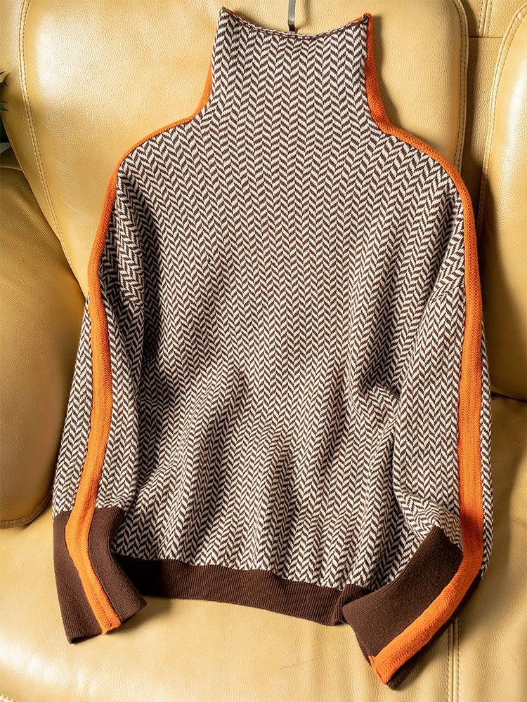 Clémence - Hochgeschlossene Pullover mit kontrastierenden Streifen