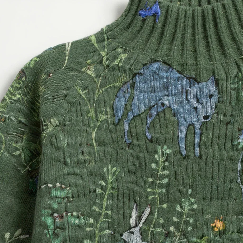 Hana | Mein Strickpullover mit von Wäldern inspiriertem Print