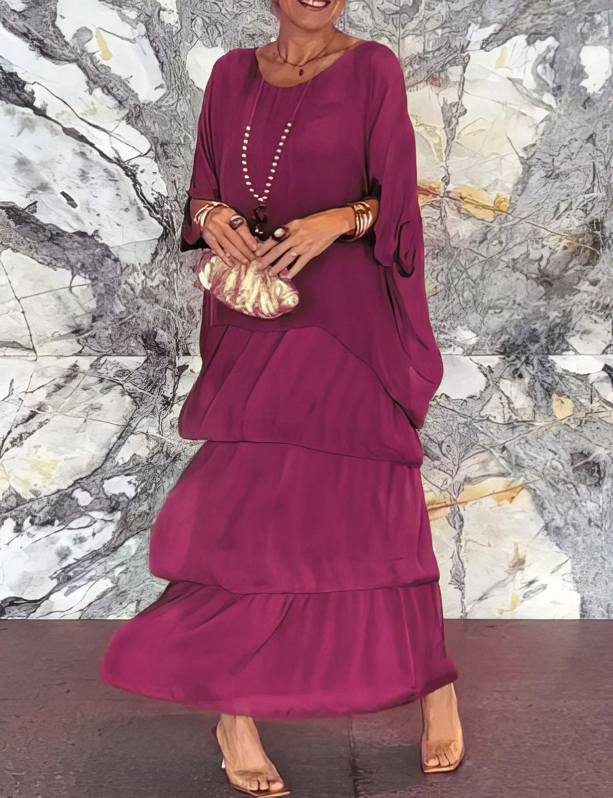 Caroline | Elegantes Maxi-Kleid Bequem für Alle Anlässe