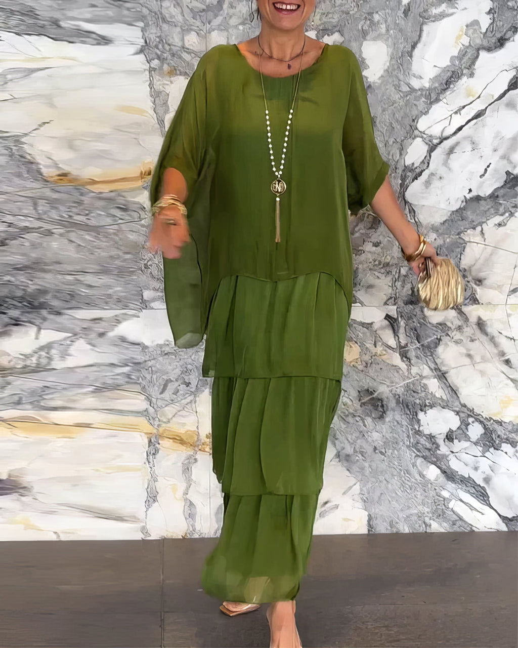 Caroline | Elegantes Maxi-Kleid Bequem für Alle Anlässe